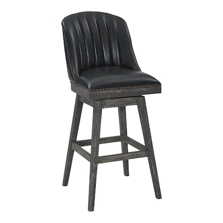 Armen Living Journey 26" Counter Height Swivel Brown Onyx Faux Leather and American Gray Wood Bar Stool LCJRBAGRON26